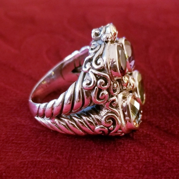 MULTI GEMSTONE COCKTAIL GOLD ACCENTS RING - Picture 2 of 5